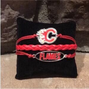 NHL Calgary Flames Red Braided Bracelet